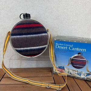 Vtg Stansport Blanket Covered Desert Canteen 4 Quart Multi Color Striped NIB